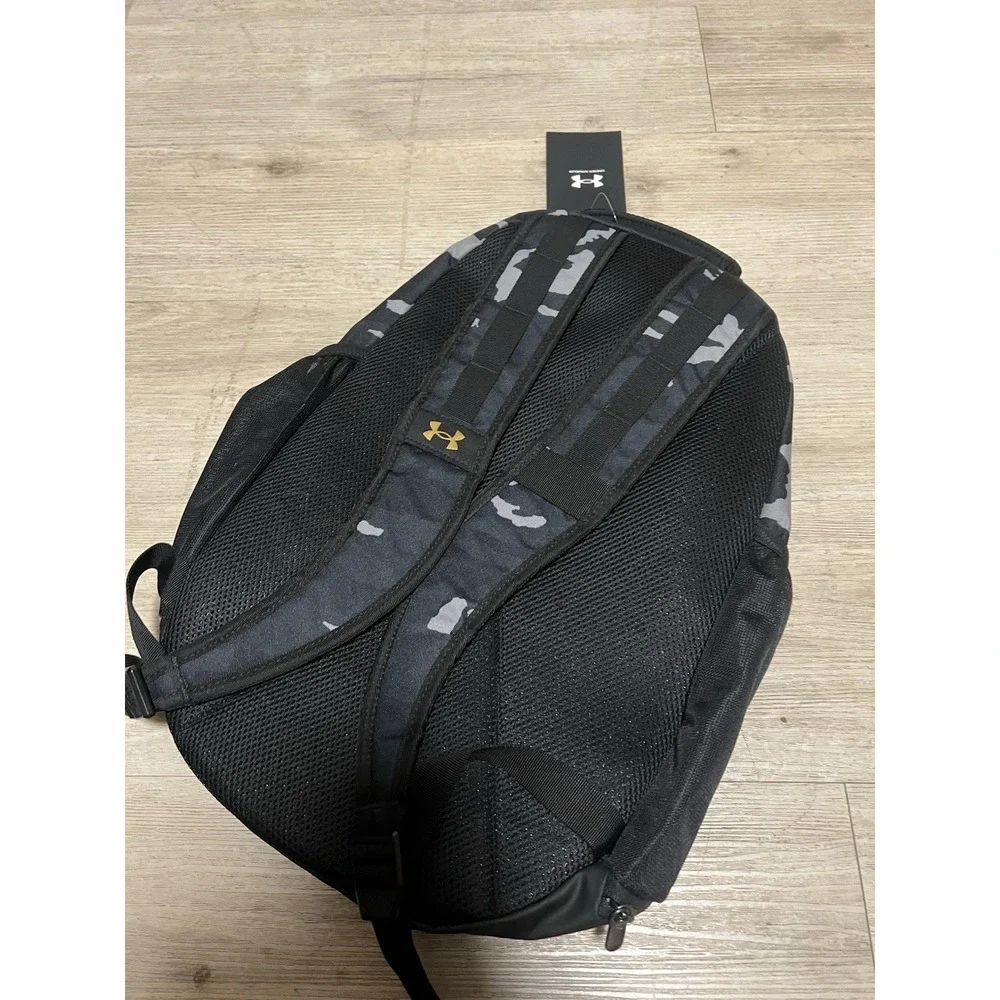 Under Armour UA Hustle 5.0‎ Backpack Camo Black/Metallic Gold NWT 1361176 007